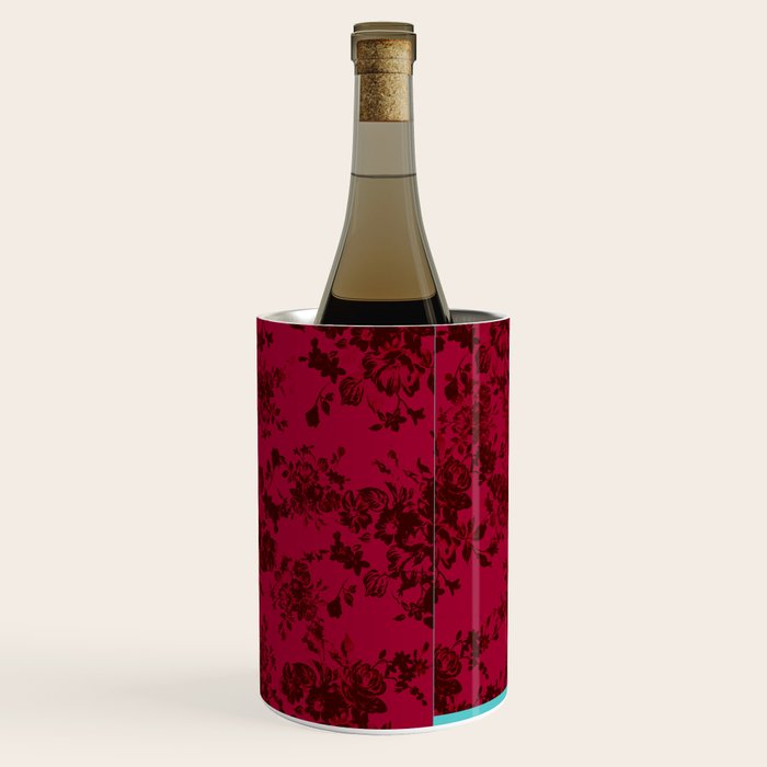 Vintage black gray red bohemian floral pattern Wine Chiller Gallery Image 3