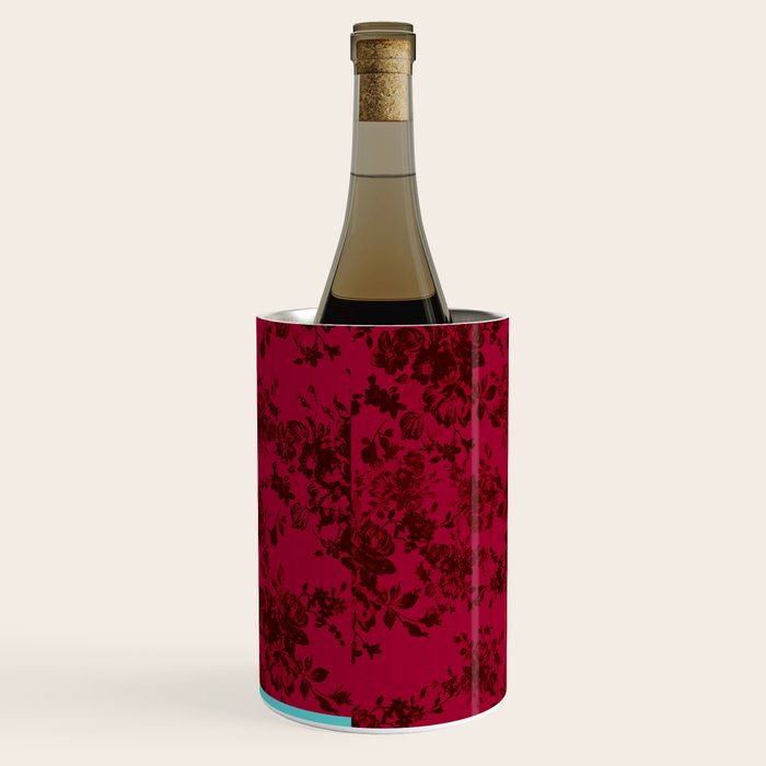 Vintage black gray red bohemian floral pattern Wine Chiller Gallery Image 2