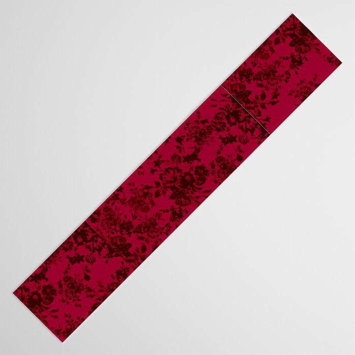 Vintage black gray red bohemian floral pattern Table Runner Gallery Image 3