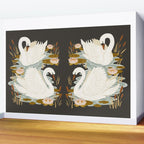 Swan Dance - Charcoal Black Background Wall Mural Gallery Image 2