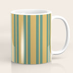 Classic Double Stripe Vertical Pattern in Teal Green and Ochre Mustard Coffee Mug Gallery Image 1