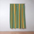 Classic Double Stripe Vertical Pattern in Teal Green and Ochre Mustard Window Curtain Gallery Image 3