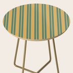 Classic Double Stripe Vertical Pattern in Teal Green and Ochre Mustard Side Table Gallery Image 2