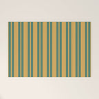 Classic Double Stripe Vertical Pattern in Teal Green and Ochre Mustard Welcome Mat Gallery Image 1