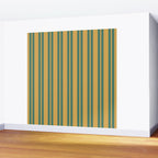 Classic Double Stripe Vertical Pattern in Teal Green and Ochre Mustard Wall Mural Gallery Image 2
