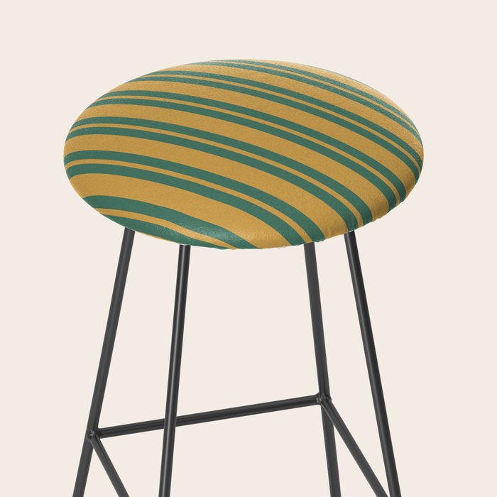 Classic Double Stripe Vertical Pattern in Teal Green and Ochre Mustard Stool Gallery Image 2