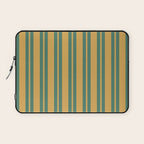 Classic Double Stripe Vertical Pattern in Teal Green and Ochre Mustard Laptop Sleeve Gallery Image 1