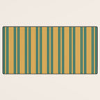Classic Double Stripe Vertical Pattern in Teal Green and Ochre Mustard Desk Mat Gallery Image 3
