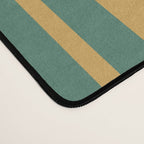 Classic Double Stripe Vertical Pattern in Teal Green and Ochre Mustard Desk Mat Gallery Image 4