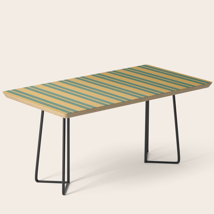 Classic Double Stripe Vertical Pattern in Teal Green and Ochre Mustard Coffee Table Gallery Image 1