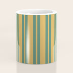 Classic Double Stripe Vertical Pattern in Teal Green and Ochre Mustard Coffee Mug Gallery Image 4
