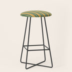 Classic Double Stripe Vertical Pattern in Teal Green and Ochre Mustard Stool Gallery Image 1