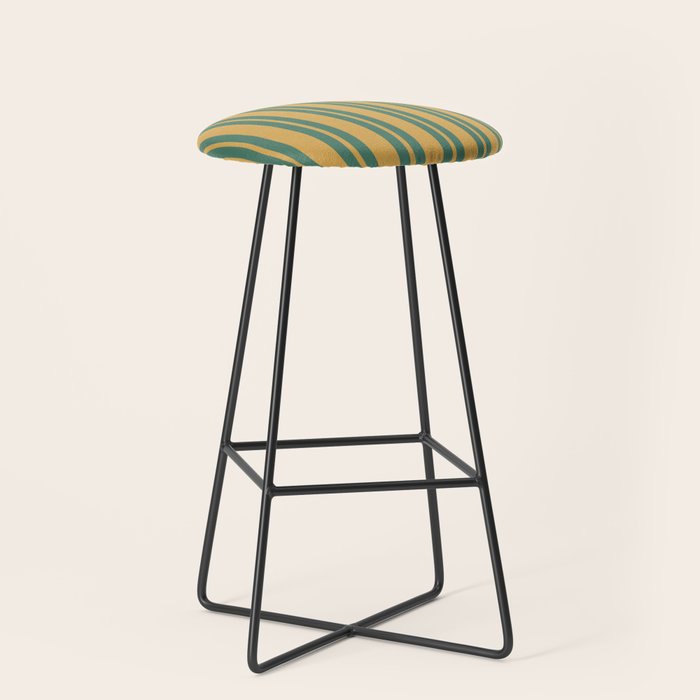 Classic Double Stripe Vertical Pattern in Teal Green and Ochre Mustard Stool Gallery Image 1