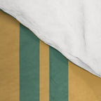 Classic Double Stripe Vertical Pattern in Teal Green and Ochre Mustard Comforter Gallery Image 4