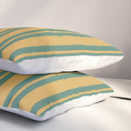 Classic Double Stripe Vertical Pattern in Teal Green and Ochre Mustard Pillow Sham Gallery Image 3