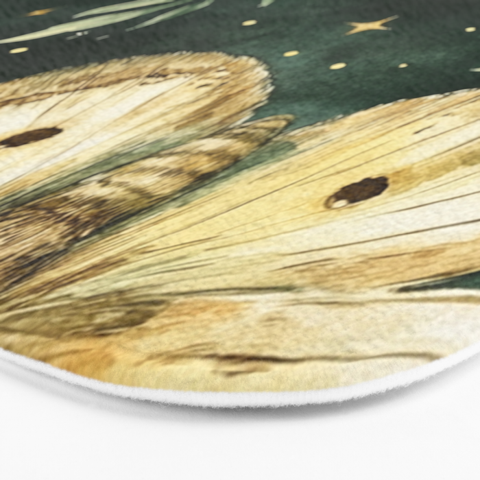 Large Watercolor Moths on Dark Green Background Bath Mat Gallery Image 3