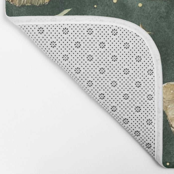 Large Watercolor Moths on Dark Green Background Bath Mat Gallery Image 2