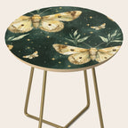 Large Watercolor Moths on Dark Green Background Side Table Gallery Image 2
