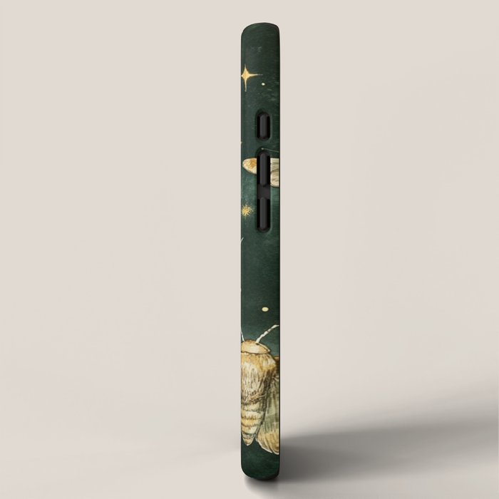 Large Watercolor Moths on Dark Green Background iPhone Case Gallery Image 2