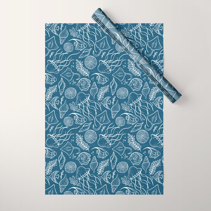 Sea Life - Marine Blue Wrapping Paper Gallery Image 1