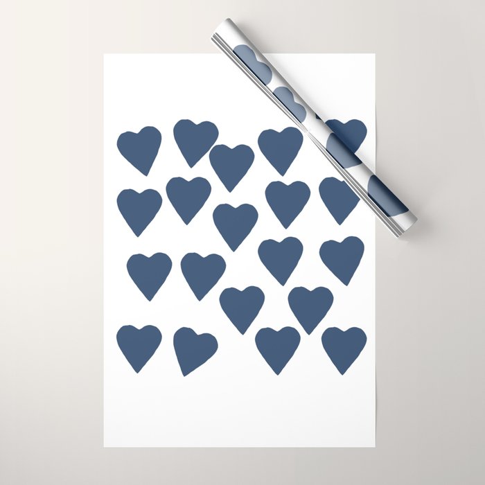 Hearts Navy Wrapping Paper Gallery Image 1