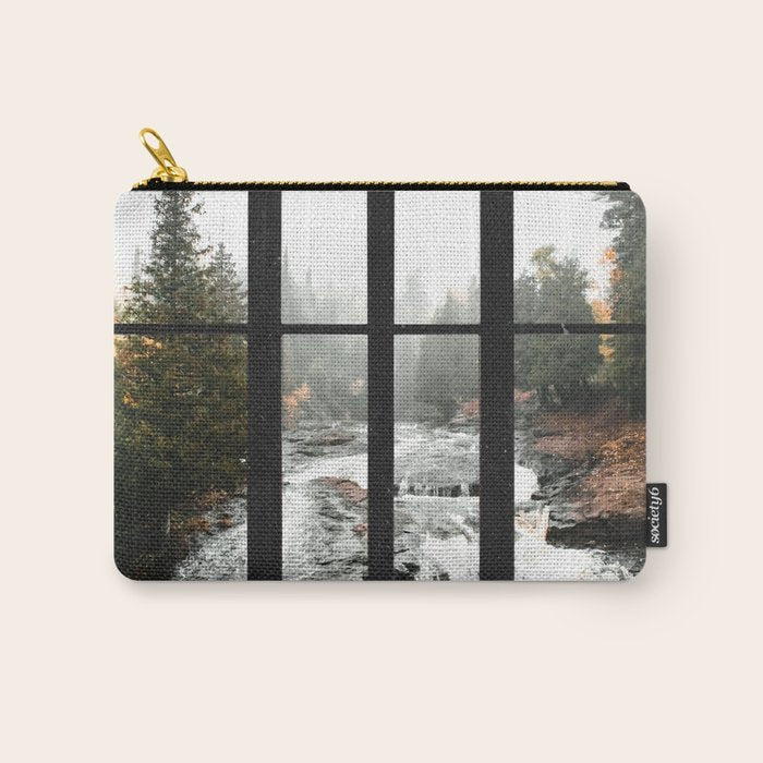 Window to the Waterfall and Forest | Foggy Forest Landscape in Autumn Carry All Pouch Gallery Image 1