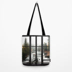 Window to the Waterfall and Forest | Foggy Forest Landscape in Autumn Tote Bag Gallery Image 2