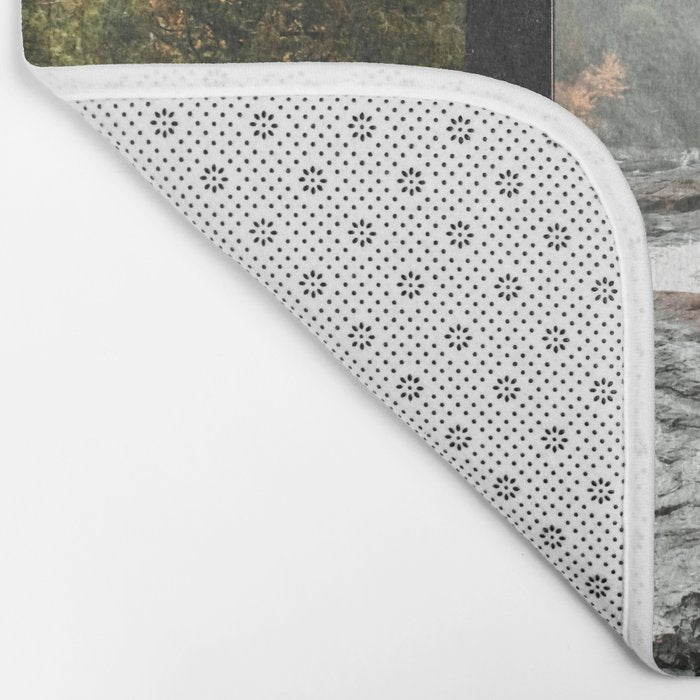 Window to the Waterfall and Forest | Foggy Forest Landscape in Autumn Bath Mat Gallery Image 2