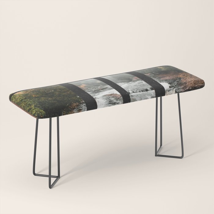 Window to the Waterfall and Forest | Foggy Forest Landscape in Autumn Bench Gallery Image 1
