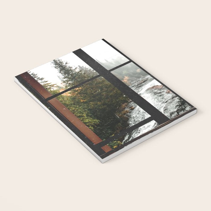 Window to the Waterfall and Forest | Foggy Forest Landscape in Autumn Notebook Gallery Image 3