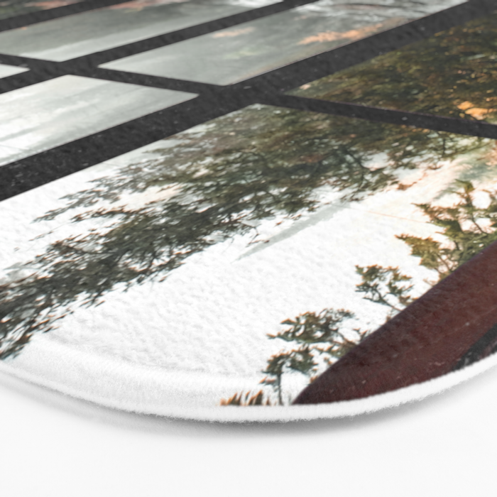 Window to the Waterfall and Forest | Foggy Forest Landscape in Autumn Bath Mat Gallery Image 3