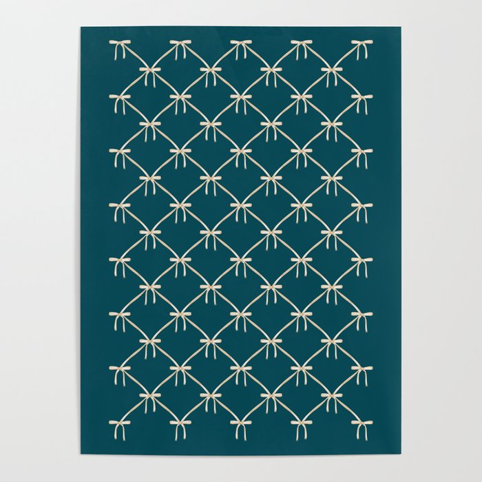 Bows & Ribbons Pattern XXIX Dark Teal Poster Gallery Image 1
