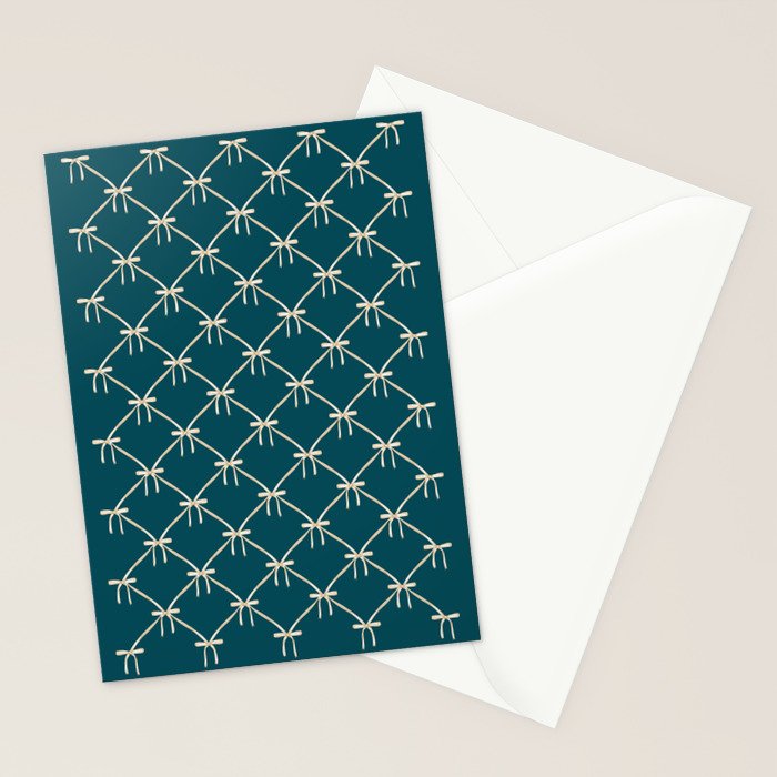 Bows & Ribbons Pattern XXIX Dark Teal Stationery Card Gallery Image 2