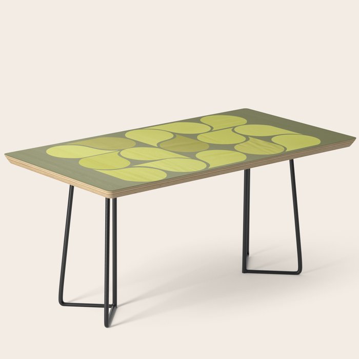 Bright Yellow Teardrop Pattern on Olive Green Coffee Table Gallery Image 1