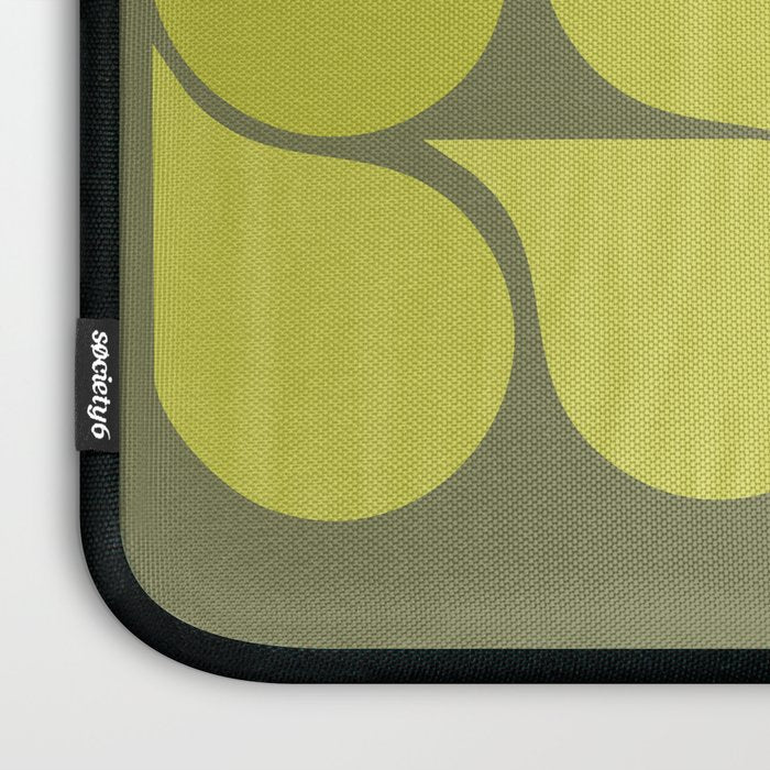Bright Yellow Teardrop Pattern on Olive Green Laptop Sleeve Gallery Image 3