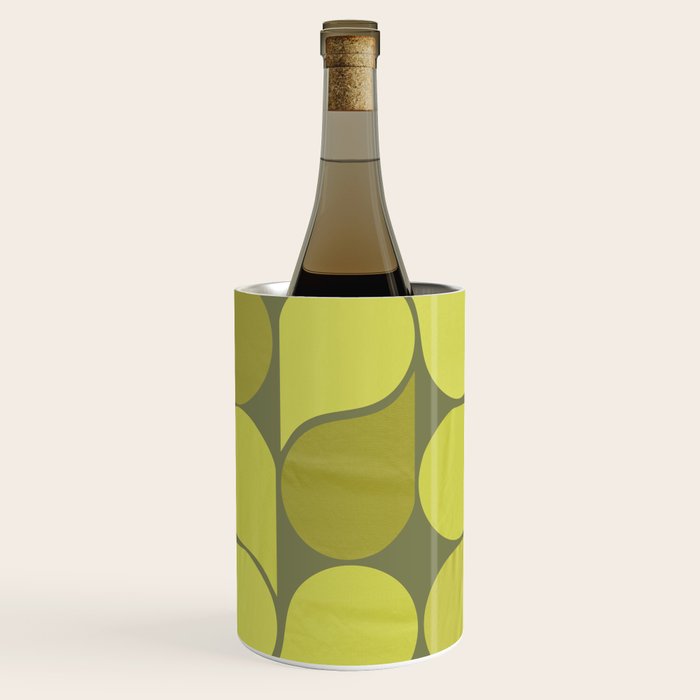 Bright Yellow Teardrop Pattern on Olive Green Wine Chiller Gallery Image 1