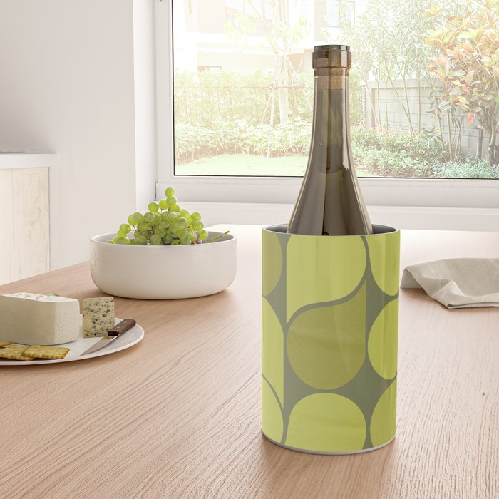 Bright Yellow Teardrop Pattern on Olive Green Wine Chiller Gallery Image 4