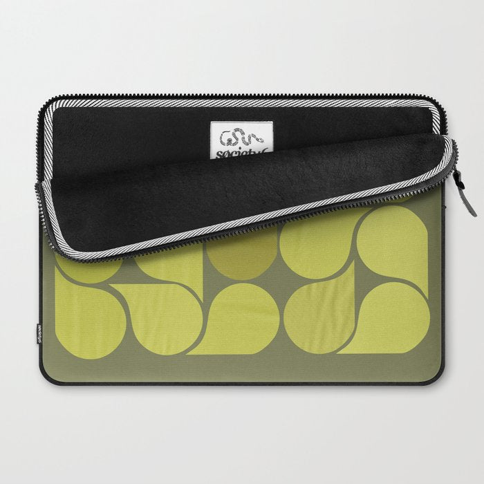 Bright Yellow Teardrop Pattern on Olive Green Laptop Sleeve Gallery Image 2