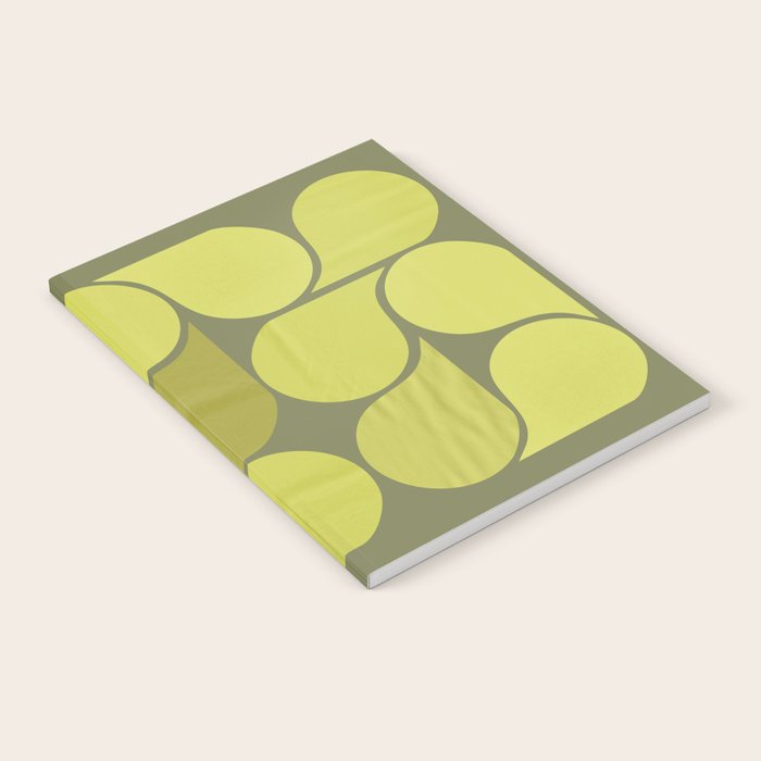 Bright Yellow Teardrop Pattern on Olive Green Notebook Gallery Image 2