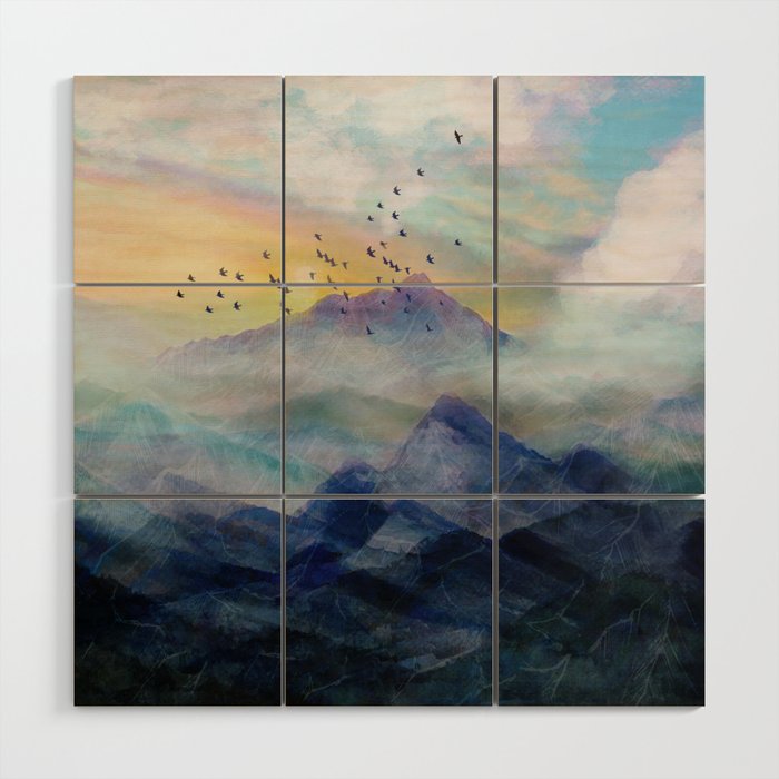 Mountain Sunrise Wood Wall Art Gallery Image 1