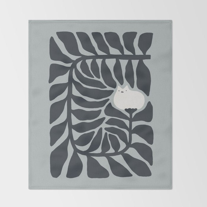 Cat and Plant 81 Throw Blanket Gallery Image 2