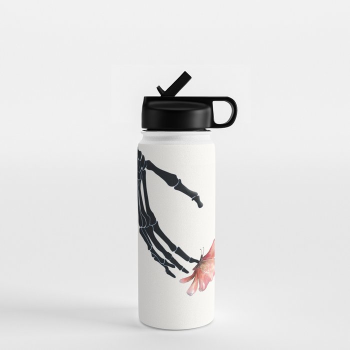 Butterfly on Skeleton Hand Water Bottle Gallery Image 1