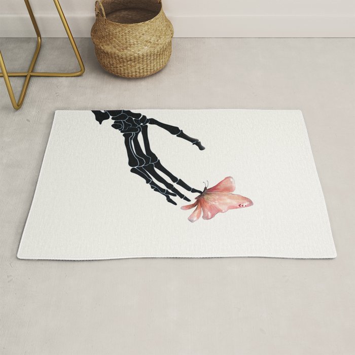 Butterfly on Skeleton Hand Rug Gallery Image 1