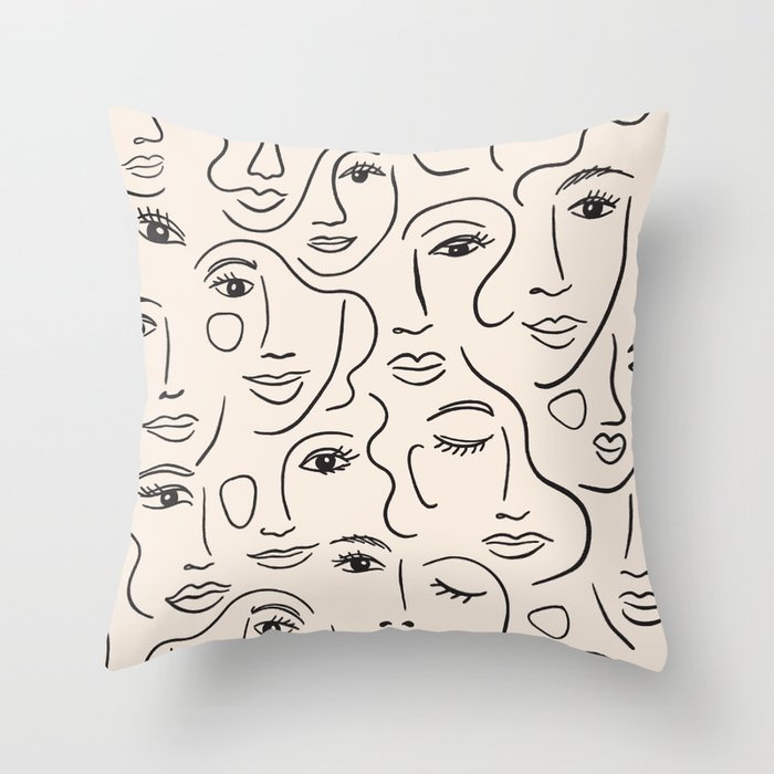 Abstract Faces Throw Pillow Gallery Image 1