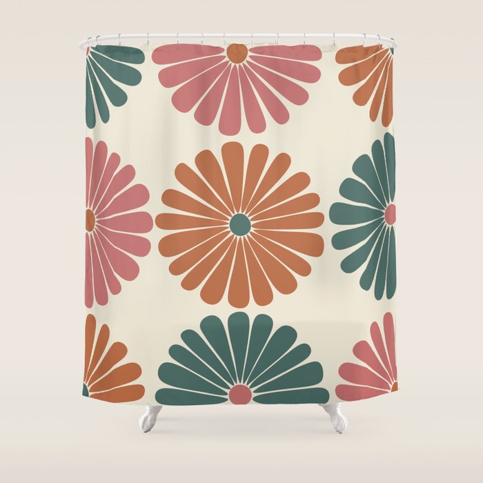 Retro Summer Daisies IX Shower Curtain Gallery Image 1