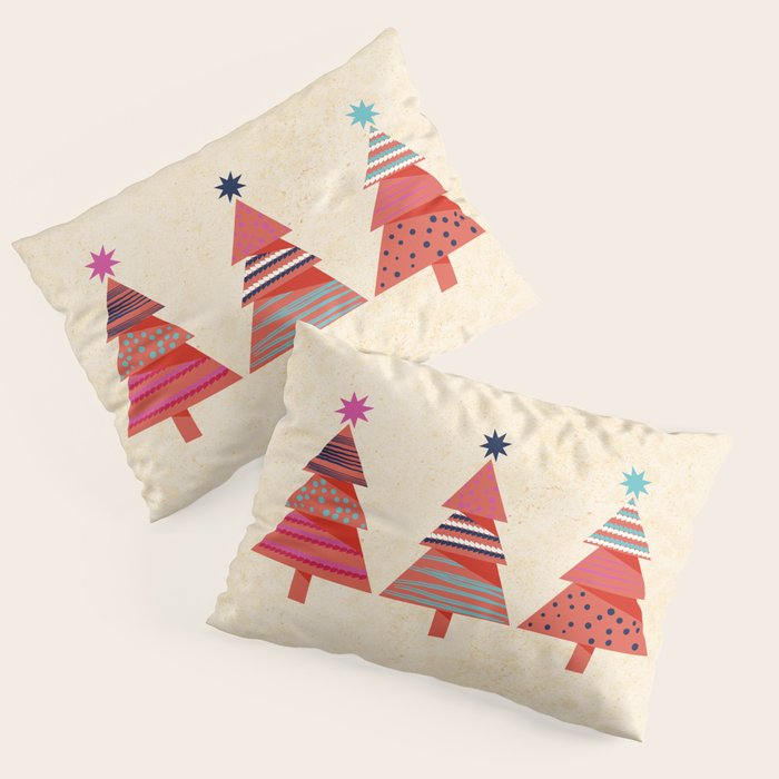 Three Christmas Trees Pillow Sham Gallery Image 1