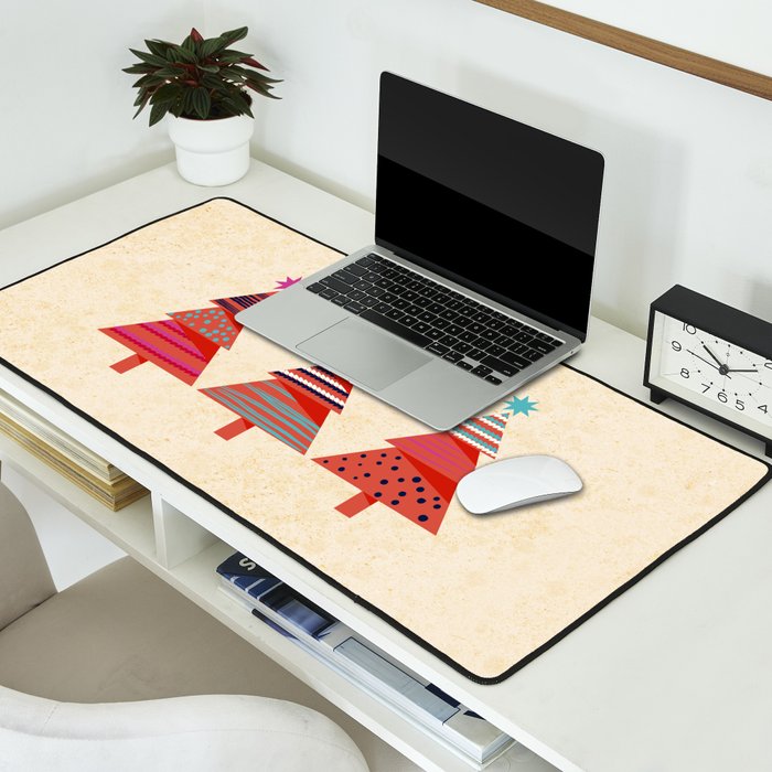 Three Christmas Trees Desk Mat Gallery Image 2