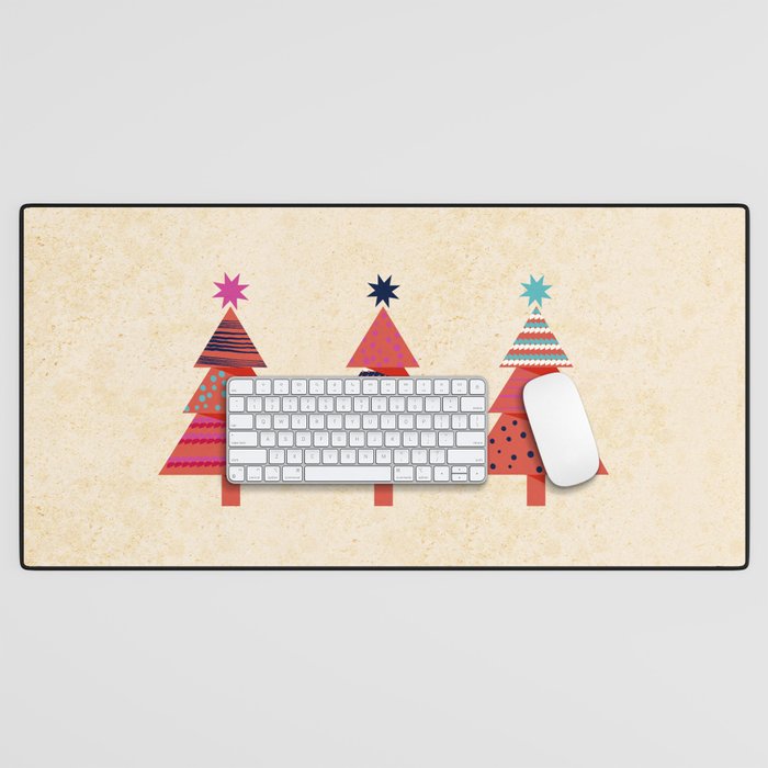Three Christmas Trees Desk Mat Gallery Image 1