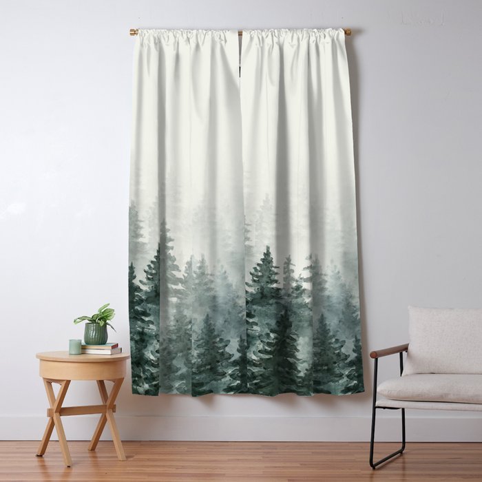 Foggy Pine Trees 3 Window Curtain Gallery Image 1