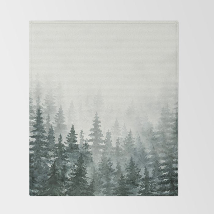 Foggy Pine Trees 3 Throw Blanket Gallery Image 2